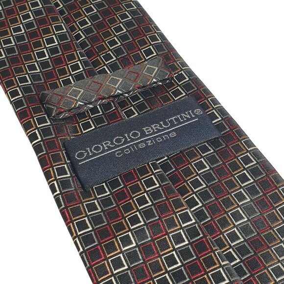 Giorgio Brutini Mens Silk Tie Multicolor Diamond Pattern 58 Inches Designer Gift - Picture 5 of 6